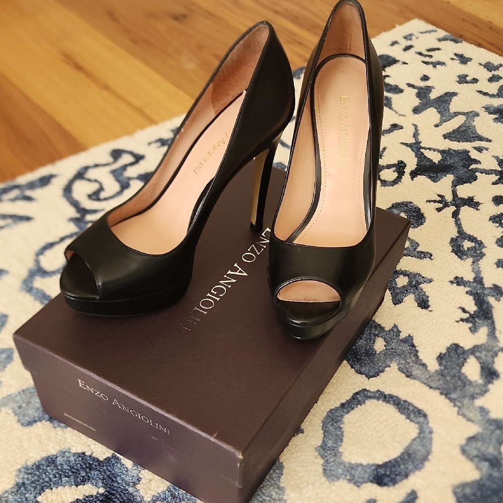 Enzo Angiolini Classic Black Peep Toe Heels